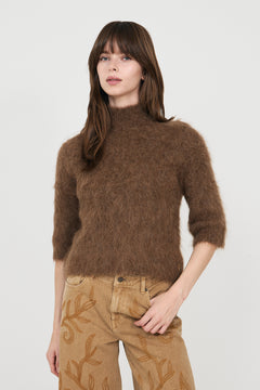 Hairy Knit Turtleneck - Brown