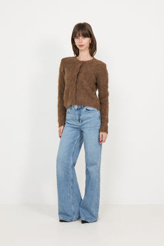 Hairy Knit Jacket - Brown