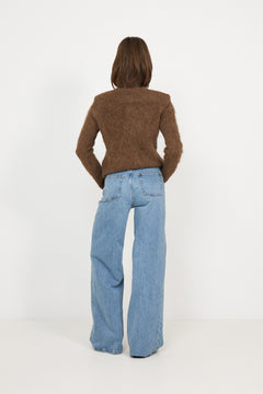 Hairy Knit Jacket - Brown