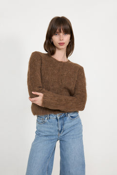 Hairy Knit Jacket - Brown