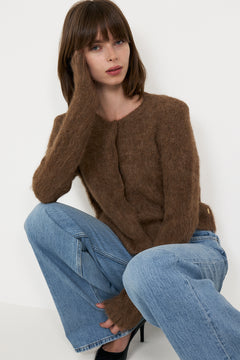 Hairy Knit Jacket - Brown