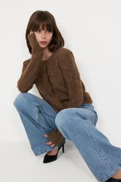 Hairy Knit Jacket - Brown