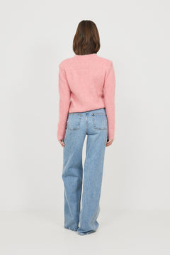 Hairy Knit Sweater - Pink
