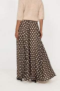 Striped Organza Maxi Skirt - Dots