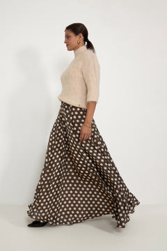 Striped Organza Maxi Skirt - Dots