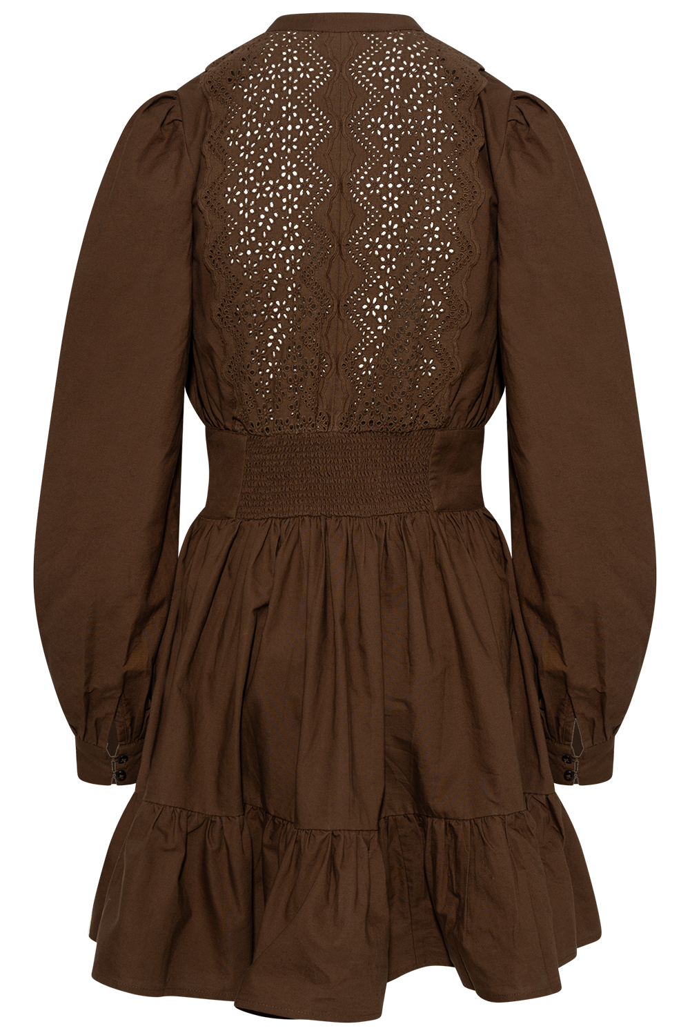 Winter Cotton Mini Dress - Brown