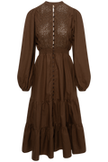 Winter Cotton Midi Dress - Brown
