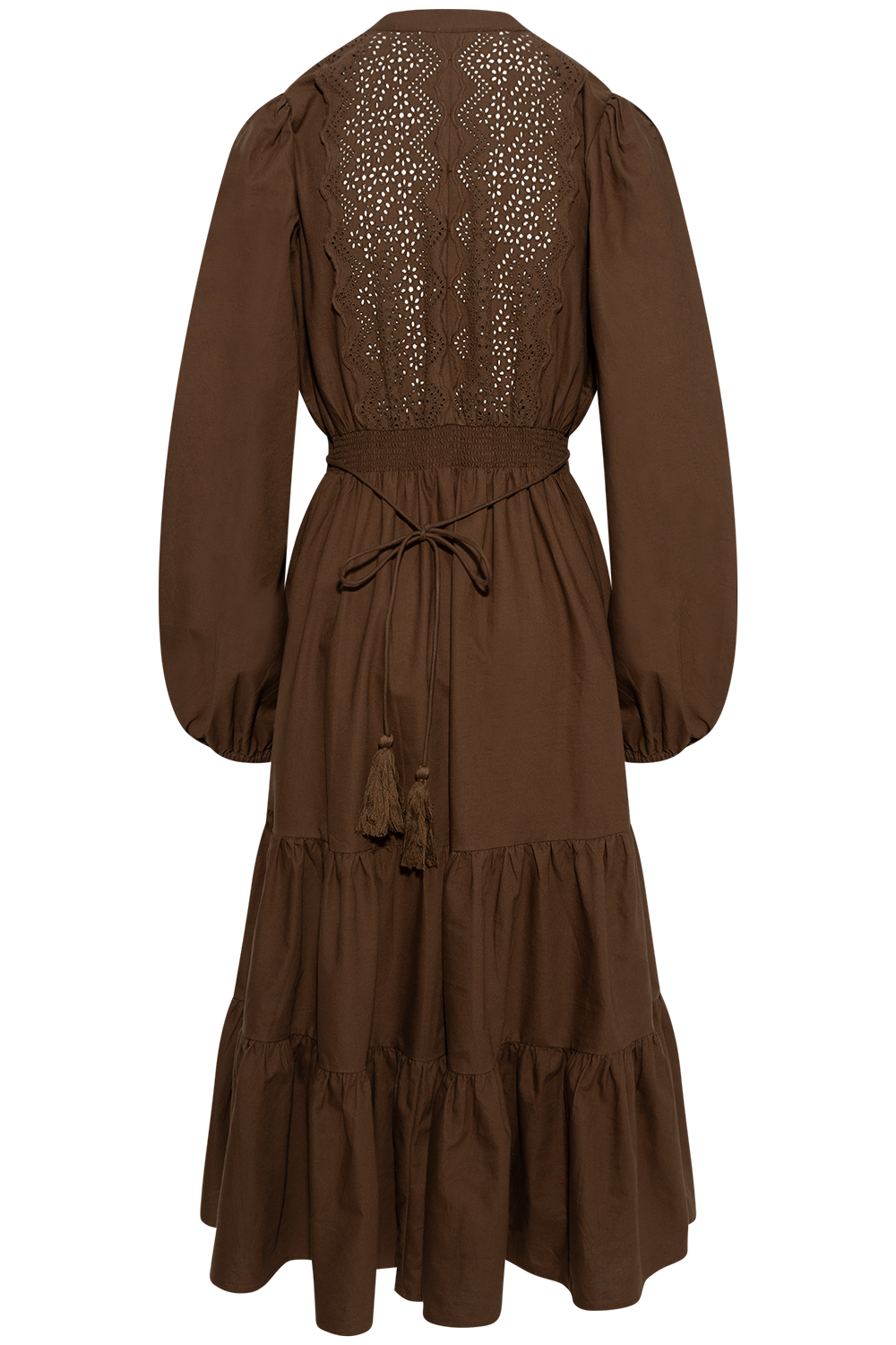 Winter Cotton Midi Dress - Brown