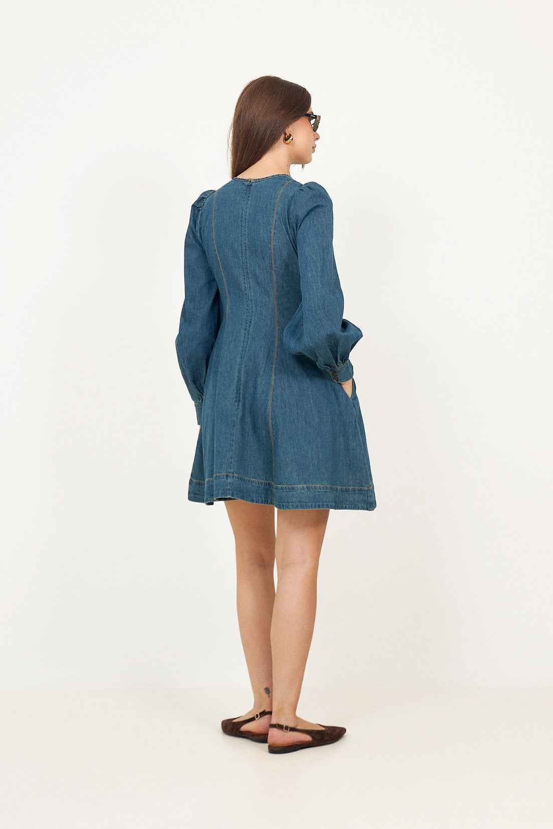 Denim Fitted Dress - French Blue