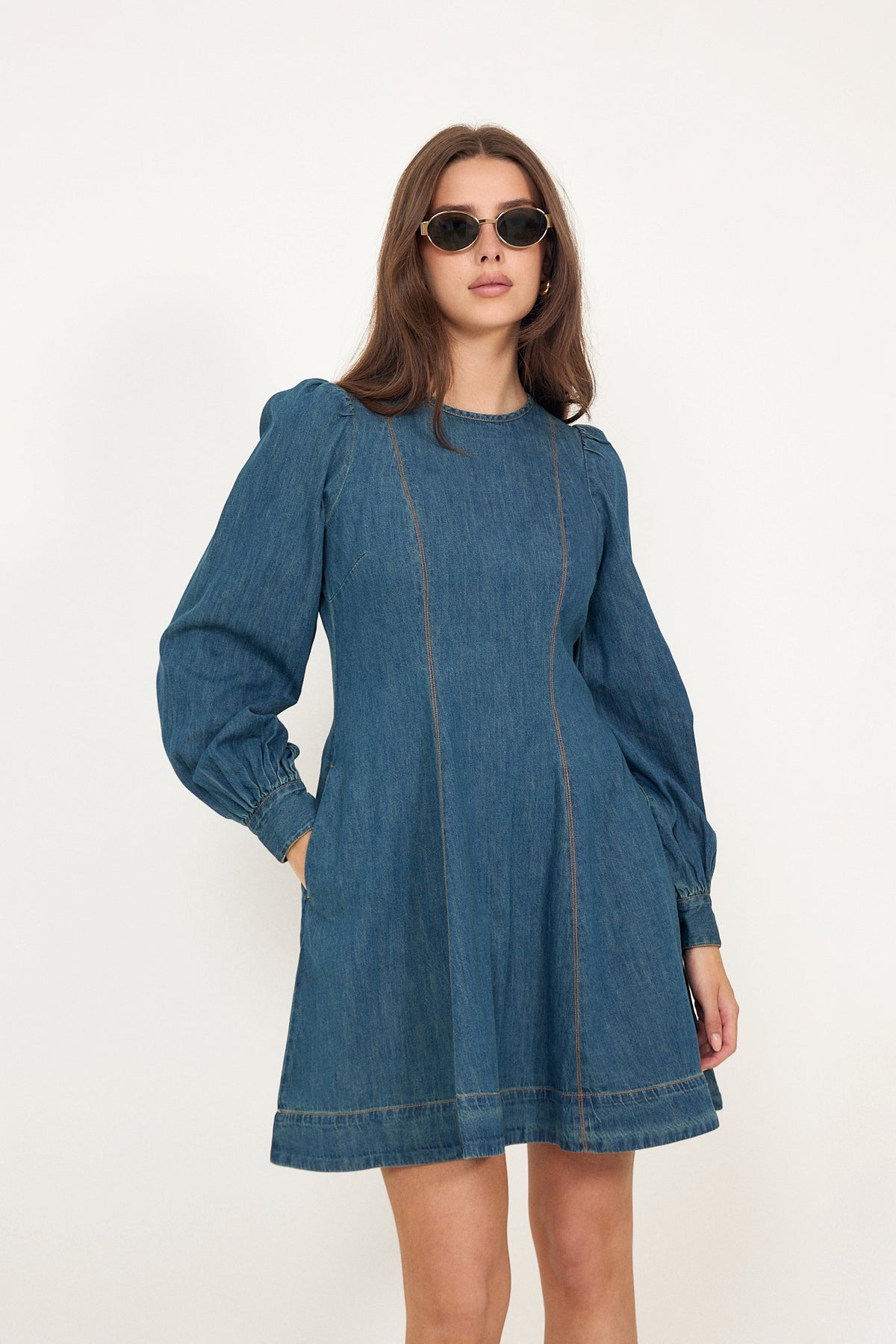 Denim Fitted Dress - French Blue