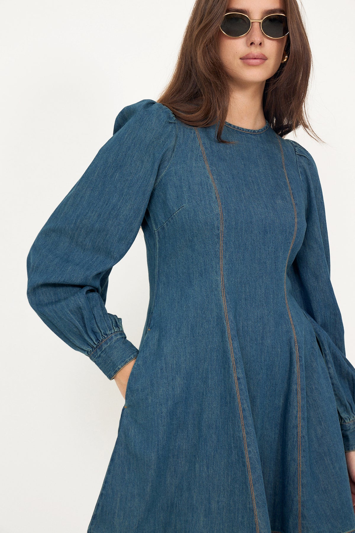 Denim Fitted Dress - French Blue