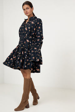 Winter Cotton Shift Dress - Petite Flowers