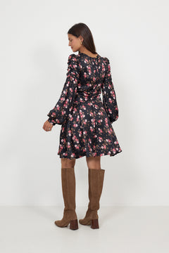 Satin Mini Dress - Blooming Night