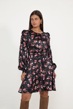 Satin Mini Dress - Blooming Night