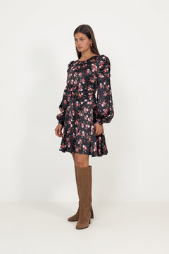 Satin Mini Dress - Blooming Night