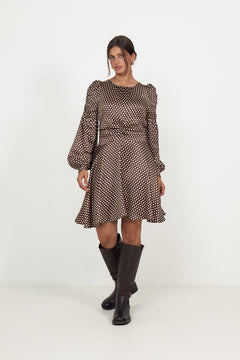 Satin Mini Dress - Blush Dots
