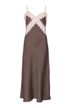 Satin Slip Dress - Blush Dots