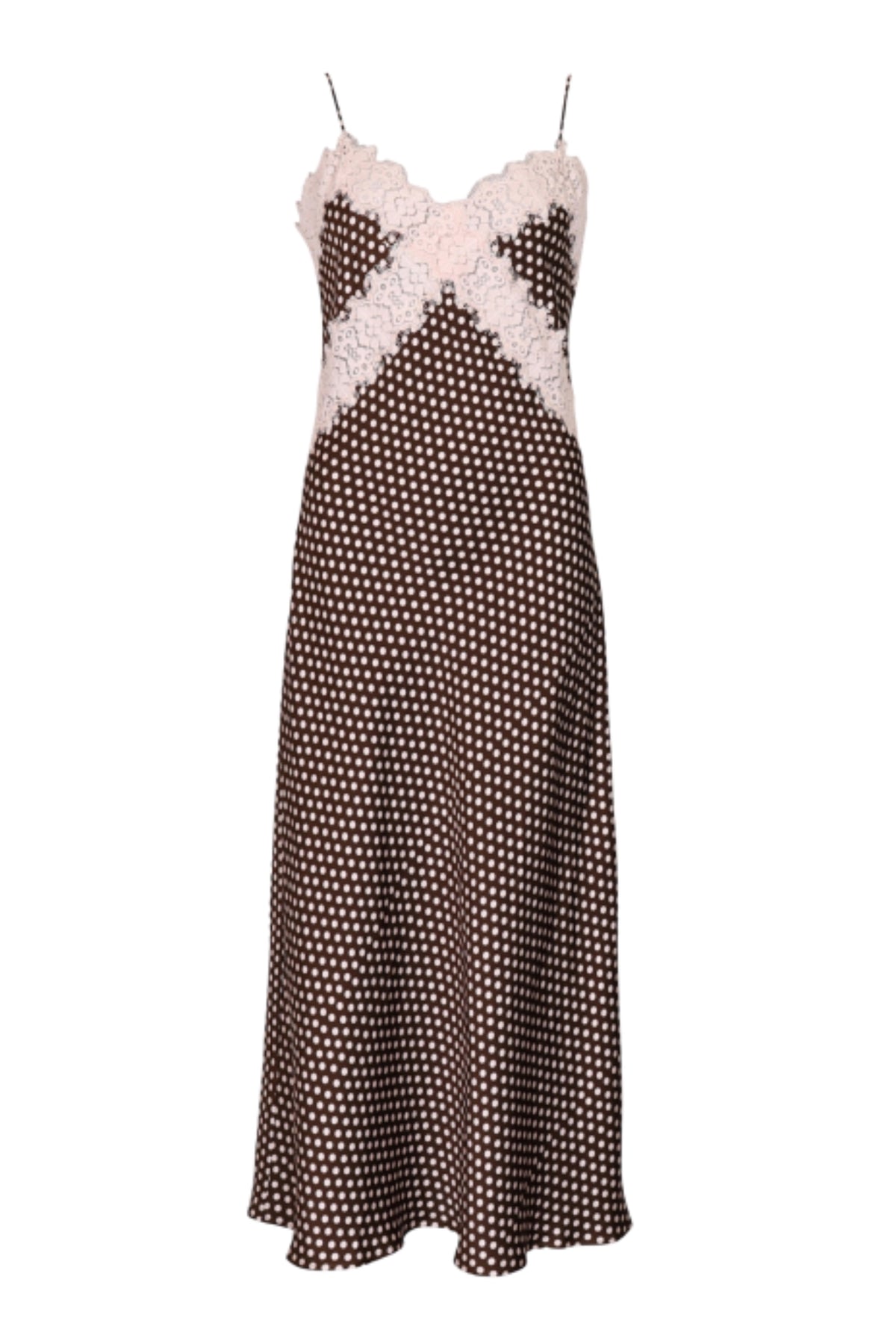 Satin Slip Dress - Blush Dots