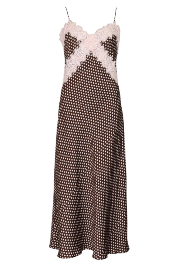 Satin Slip Dress - Blush Dots