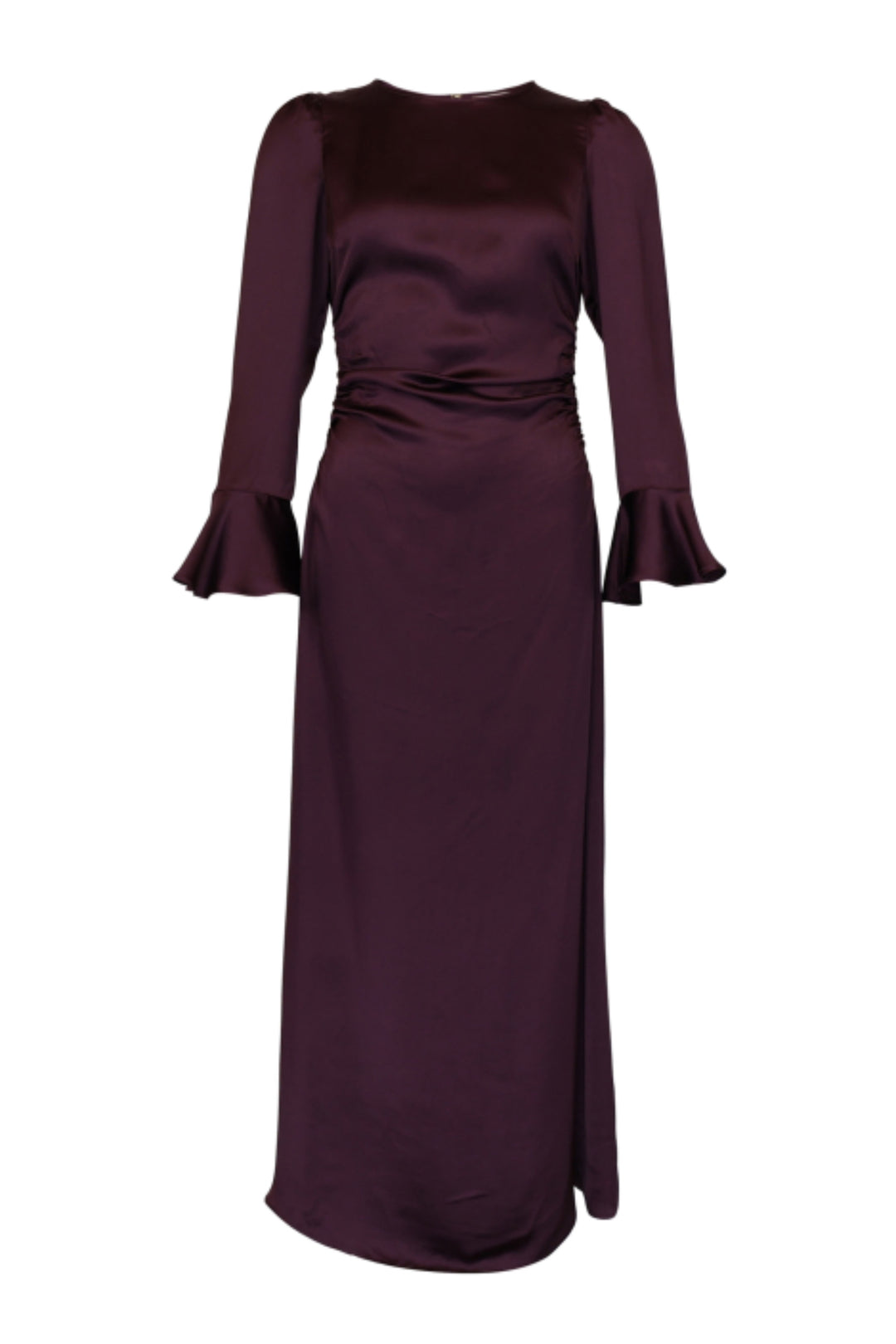 Satin Rouching Dress - Burgundy