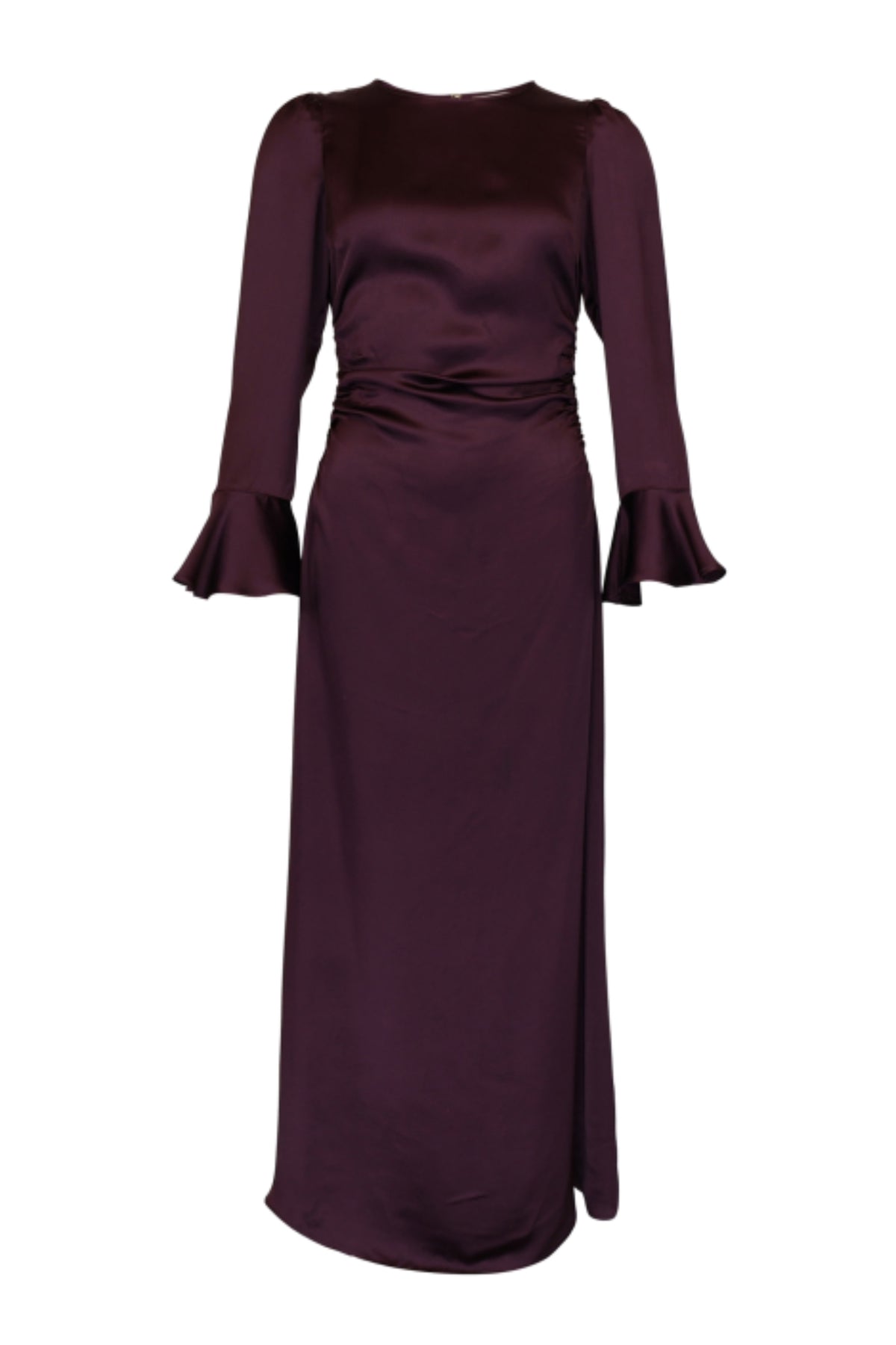 Satin Rouching Dress - Burgundy