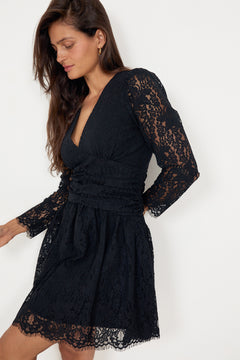 Lace Mini Dress - Black