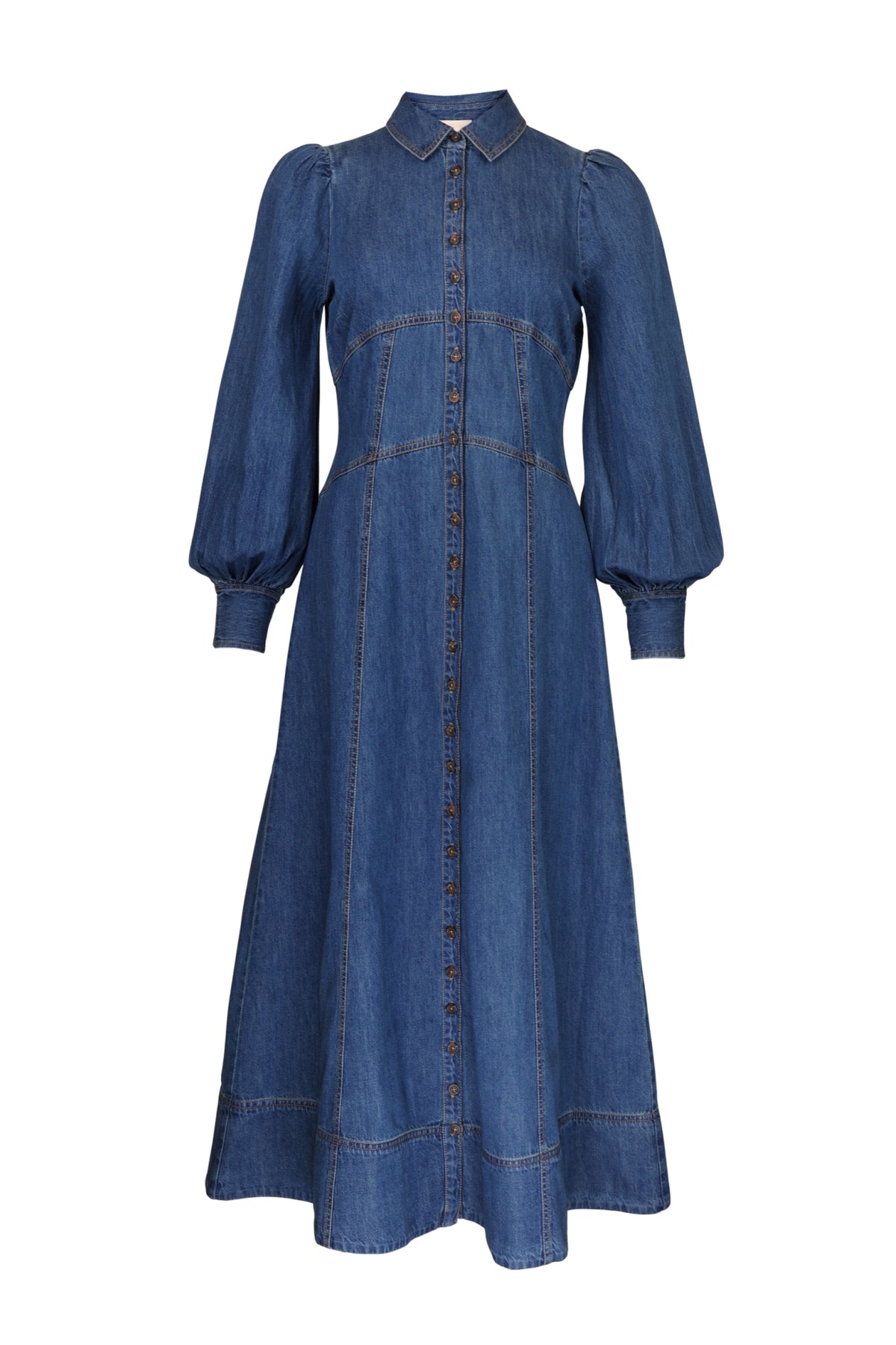 Denim Button-Down Dress - French Blue