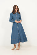 Denim Button-Down Dress - French Blue