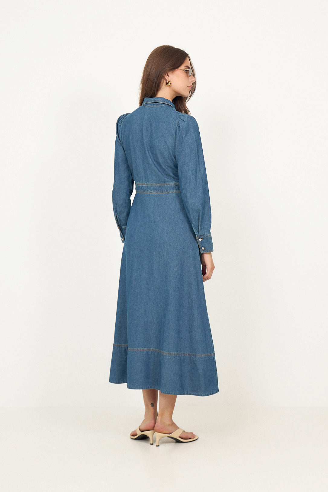 Denim Button-Down Dress - French Blue