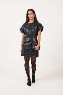 Zelie Dress - Black Recycled Leather