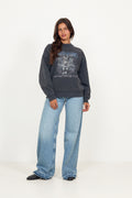 Miles Sweatshirt Leopard Muse - Washed Black
