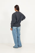 Miles Sweatshirt Leopard Muse - Washed Black