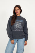 Miles Sweatshirt Leopard Muse - Washed Black