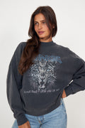 Miles Sweatshirt Leopard Muse - Washed Black