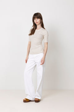 Dagnaiw Striped T-Shirt - Vanilla/coffee Quartz Stripe
