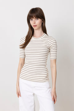 Dagnaiw Striped T-Shirt - Vanilla/coffee Quartz Stripe