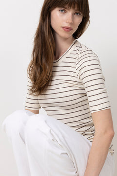 Dagnaiw Striped T-Shirt - Vanilla/coffee Quartz Stripe