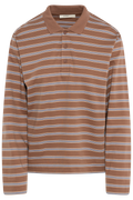 Fikkiaiw Polo T-Shirt - Chocolate Malt Triple Stripe
