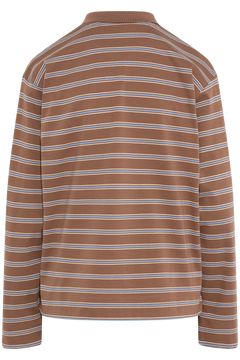 Fikkiaiw Polo T-Shirt - Chocolate Malt Triple Stripe