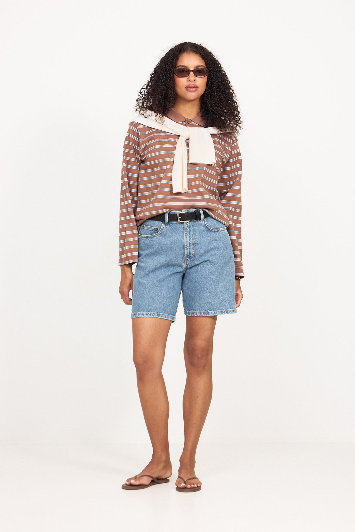 Fikkiaiw Polo T-Shirt - Chocolate Malt Triple Stripe