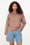 Fikkiaiw Polo T-Shirt - Chocolate Malt Triple Stripe