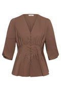 Hazeiw Fitted Blouse - Coffee Quartz