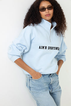 Varsity Sweat Half Zip - Aura