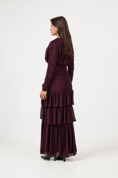 Jessie Long Sleeve Maxi Dress - Burgundy