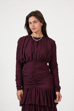 Jessie Long Sleeve Maxi Dress - Burgundy