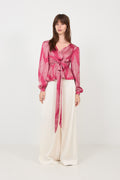 Rista Paisley Drop Blouse - Cherry Pink
