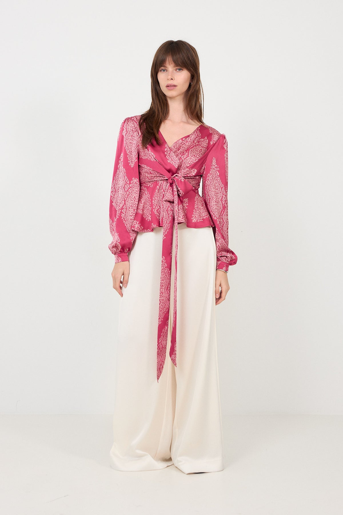 Rista Paisley Drop Blouse - Cherry Pink