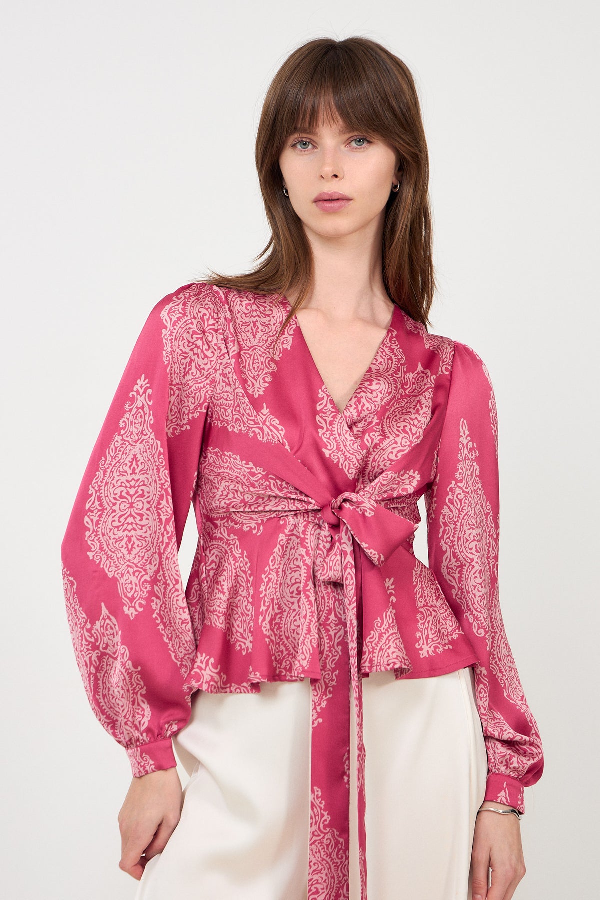 Rista Paisley Drop Blouse - Cherry Pink