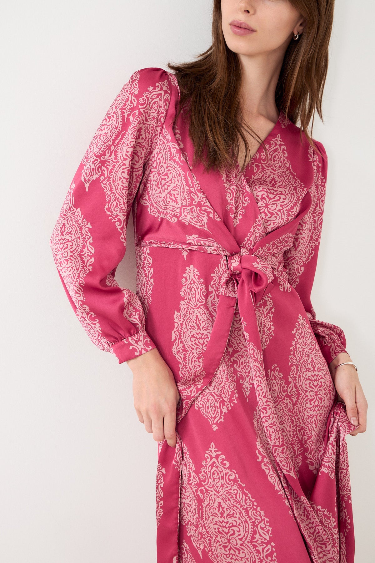 Bretti Paisley Drop Dress - Cherry Pink