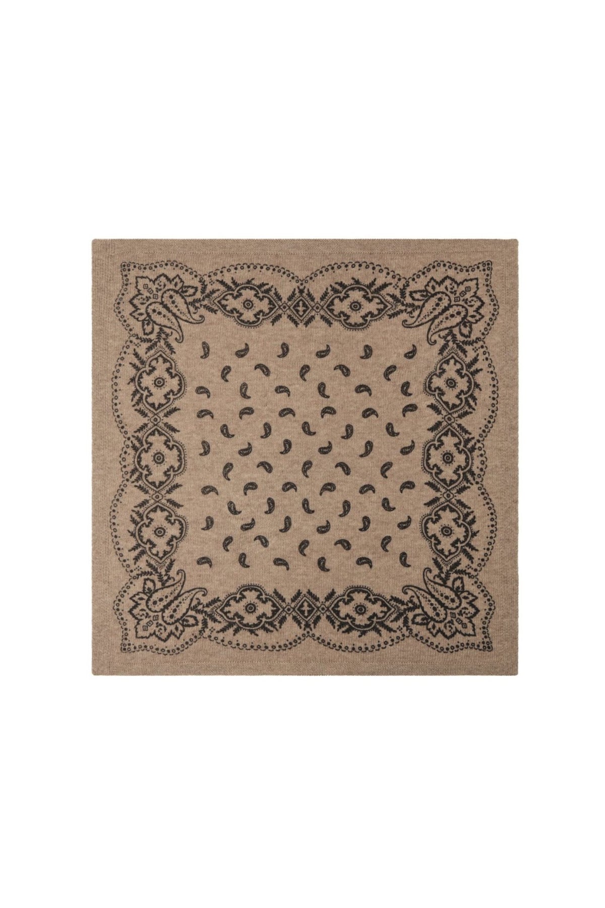 Adelina Paisley Knit Scarf - Beige Melange